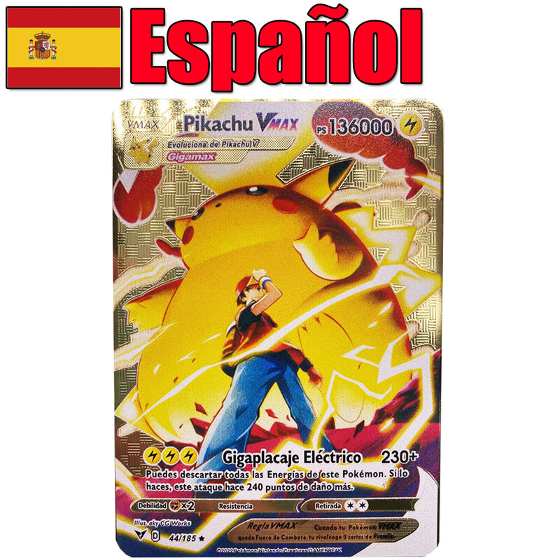 110000 نقطة Arceus Vmax Vstar بطاقات البوكيمون-العلامات التجارية بالجملة-معدنية-إسبانية-كاريزارد-Eevee-بطاقات جمع الألعاب الذهبية
