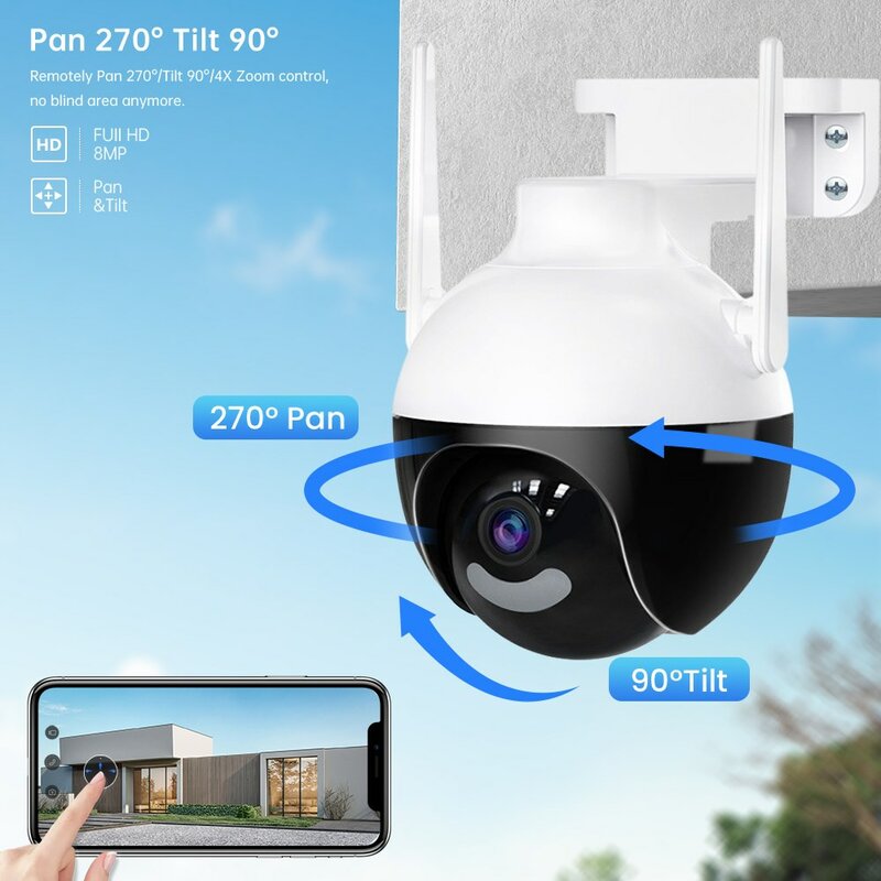 8MP 4K كامل اللون PTZ كاميرا IP في الهواء الطلق لاسلكية قبة واي فاي كاميرا مراقبة AI الإنسان كشف CCTV كاميرا الأمن ICsee #2