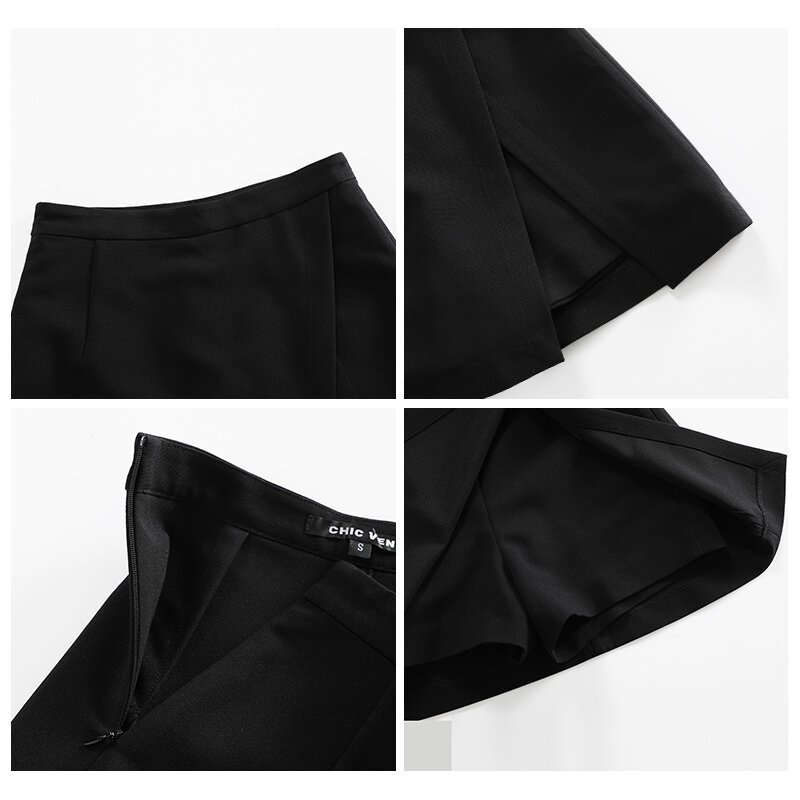 شيك فين المرأة تنورة صغيرة الصلبة قصيرة Bodycon سبليت عالية الخصر الكلاسيكية الأسود طالب العصرية مكتب السيدات امرأة الصيف 2022