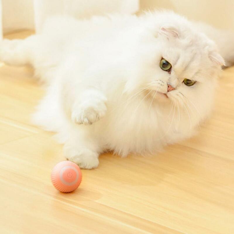 التلقائي الذكية القط اللعب الكرة التفاعلية USB قابلة للشحن الذاتي الدورية الملونة LED ريشة أجراس لعب للقطط هريرة Y1R7
