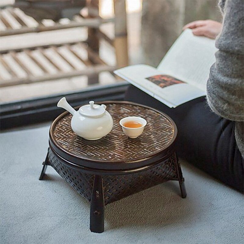 النمط الصيني اليدوية الخيزران المنسوجة صينية الشاي طاولة شاي الكونغ فو طقم شاي صندوق