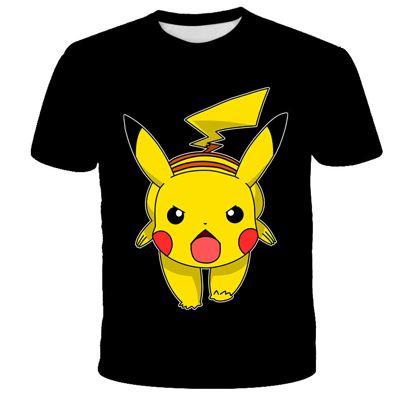 Fashion Lovely Pokemon T Shirt Anime Pika Boy Girl T-Shirts Pikachu Boy O-neck Cotton Short Sleeve Tees Top