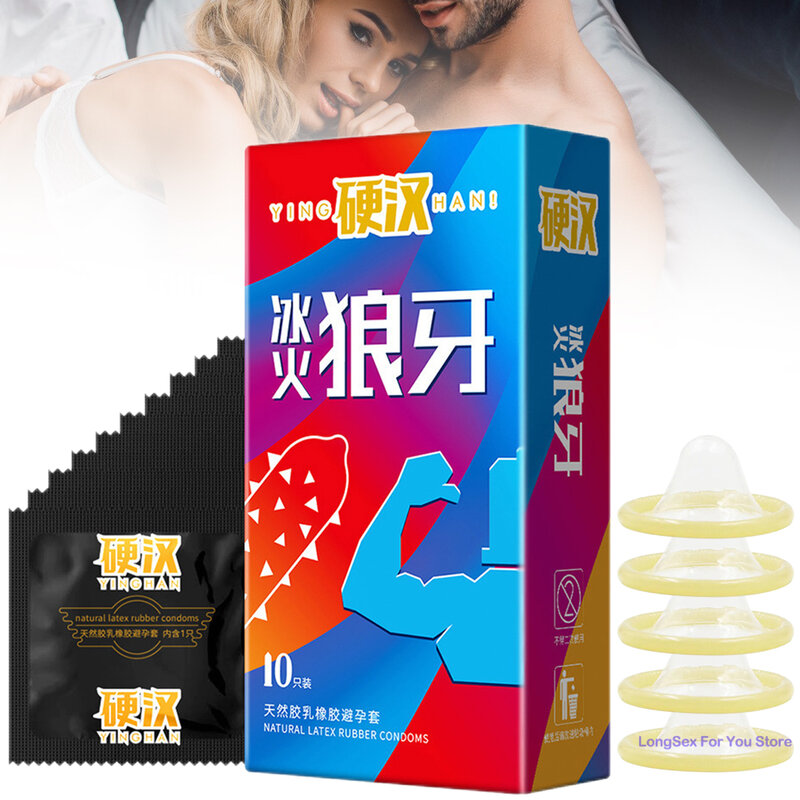 5D Dotted Thread Condoms for men delay ejaculation Ribbed Ribs Orgasm Contraceptives g spot Stimulate Latex Condom for mens 18+