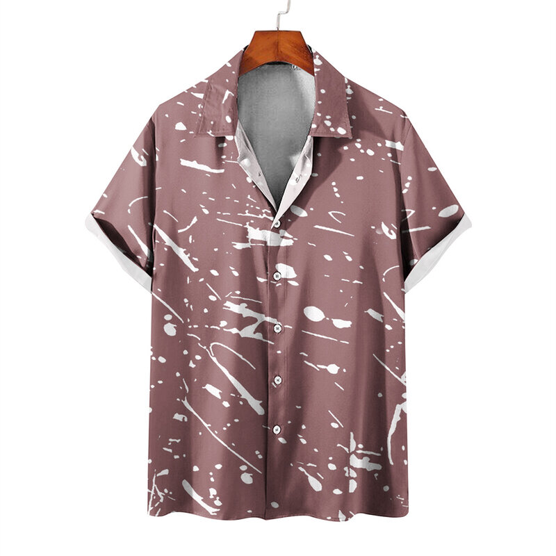 2023 الرجال ضئيلة قصيرة الأكمام هاواي قميص الرجال حفلة شاطئ موضة عادية تي شيرت ملابس الشارع عادية