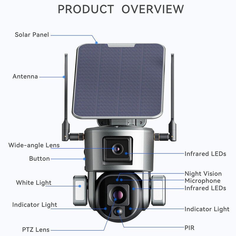 TUYXCIE اللاسلكية CCTV PTZ كاميرا تعمل بالطاقة الشمسية شبكة كاميرا 4G سيم بطاقة Lte واي فاي سولور كاميرا أمن الوطن حماية اتجاهين صوت