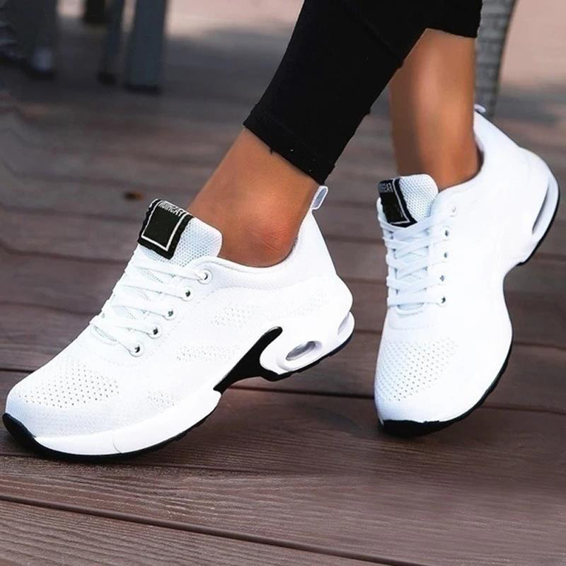 موضة أحذية رياضية النساء الدانتيل يصل منصة أحذية رياضية في الهواء الطلق النساء حذاء كاجوال المشي بلون التنيس Feminino الإناث الأحذية
