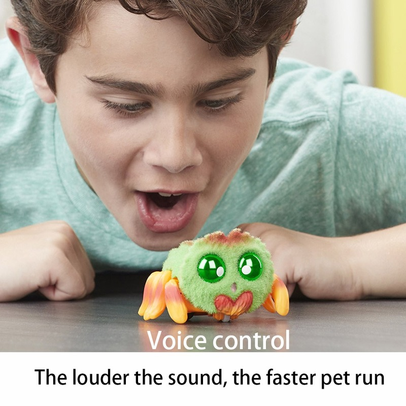 هاسبرو ألعاب من القطيفة الكهربائية ييليز التحكم الصوتي دمى تفاعلية لطيف الحيوانات الأليفة روبوت العنكبوت لعب للأطفال الأطفال أفضل هدية