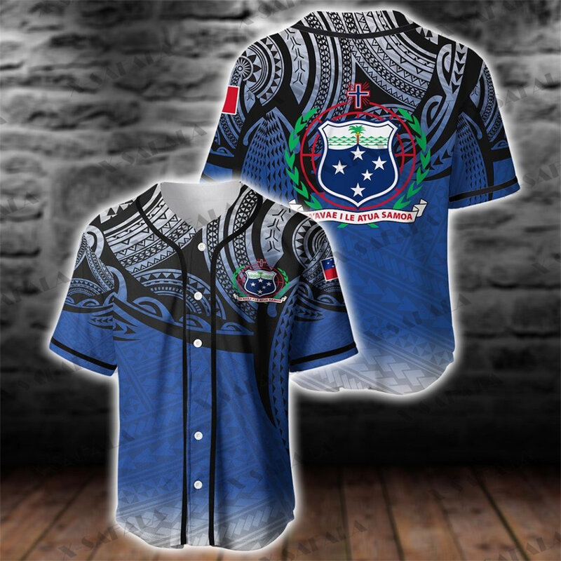 ساموا أمريكا بولينيزيا هاواي الرجبي ثلاثية الأبعاد طباعة شبكة الألياف البيسبول جيرسي قميص تي شيرت الرجال الشارع الشهير قصيرة الأكمام الرياضة