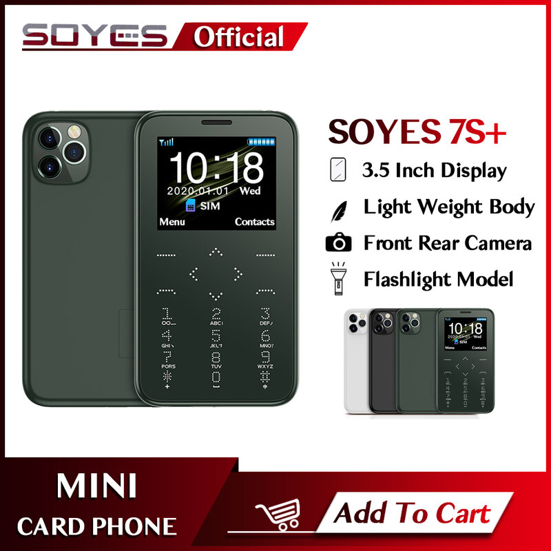 SOYES 7S + هاتف محمول صغير طالب دعم الروسية العربية العبرية لوحة المفاتيح Hifi الصوت بطاقة صغيرة بار نموذج 2G GSM هاتف محمول