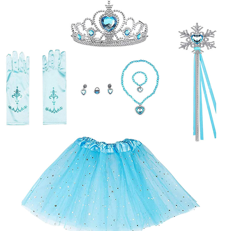 10 قطعة فستان إلسا حتى الاكسسوارات مجموعة الأزرق الأميرة ازياء مجموعة 