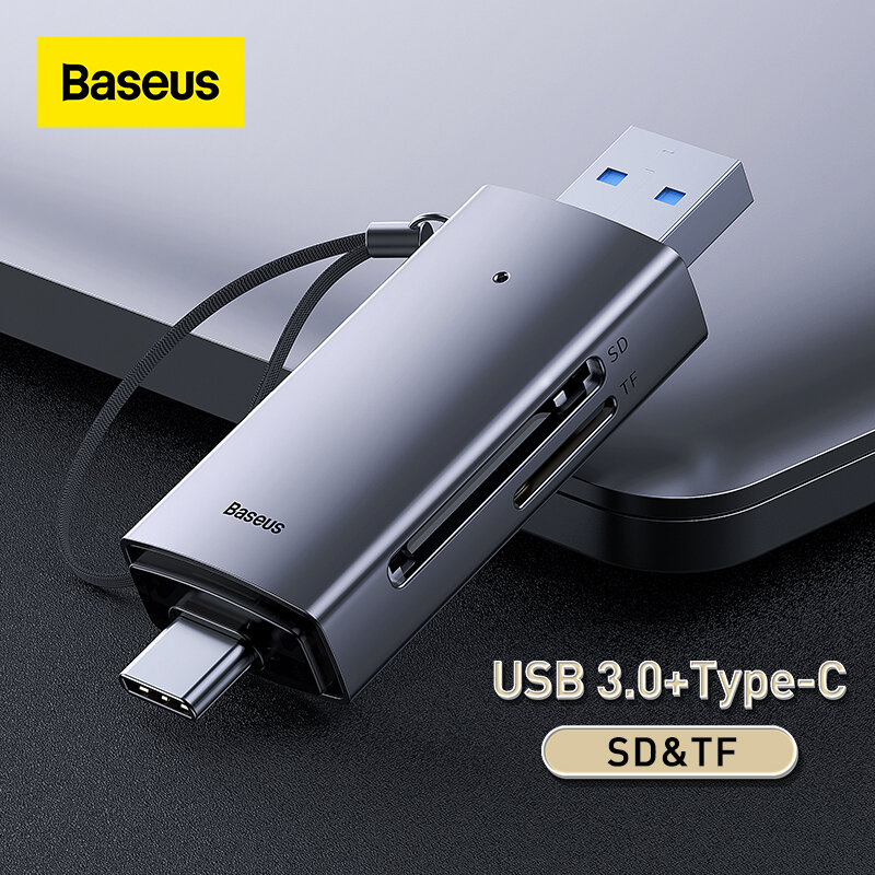 Baseus قارئ بطاقات USB 3.0/نوع C إلى SD TF بطاقة الذاكرة محول للكمبيوتر ملحقات للكمبيوتر المحمول الذكية Cardreader USB قارئ البطاقات SD