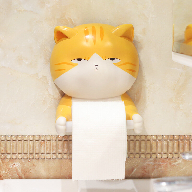 لفة ورق المرحاض الإبداعية الزخرفية بكرة مناديل الكرتون القط الحمام البلاستيكية الحائط حامل ورق المرحاض مع صندوق تخزين