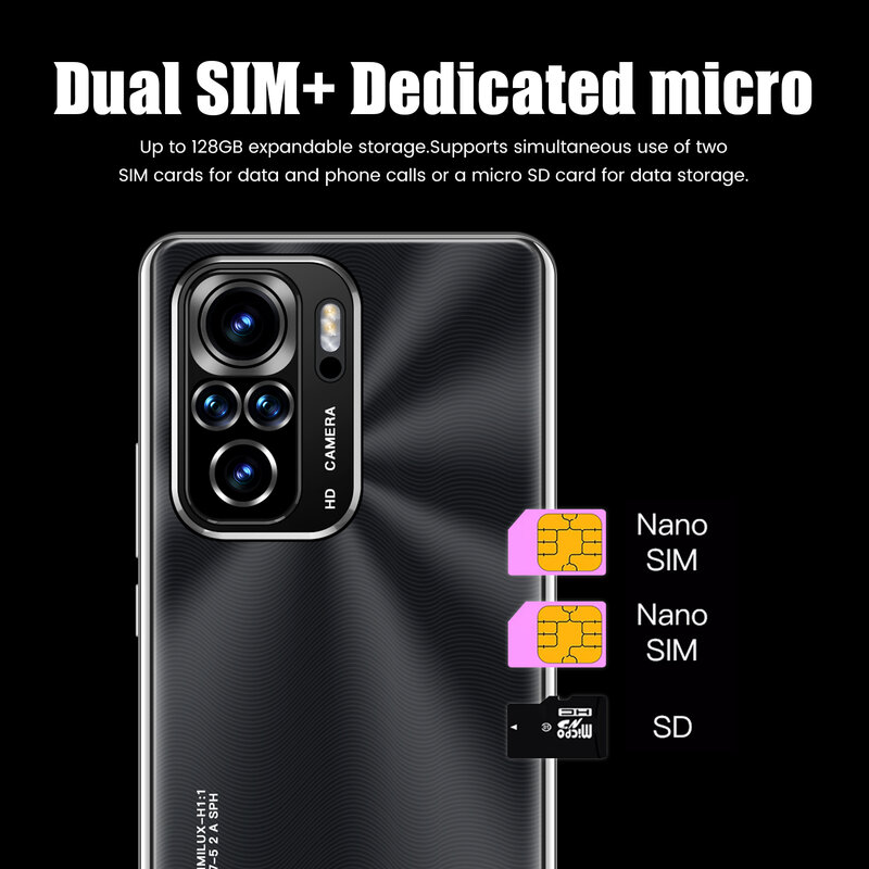 الهاتف الذكي Rugum ملاحظة 10 12GB RAM 512GB ROM 7.2 بوصة 24 + 64 ميجابكسل HD شاشة المزدوج سيم مقفلة هاتف ذكي الروبوت 10 5G الهاتف المحمول