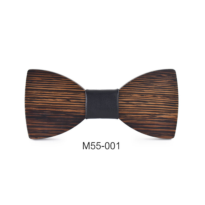 New Men's Solid Color Wood Bow Stripe Dot Popular Wooden Casual Bowtie Handmade Skinny Lattice Bussiness Wedding Tie Butterfly #4