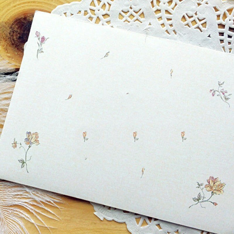 10 قطعة أنيقة الأزهار المغلفات ورقة رسالة القرطاسية الطازجة دعوة عيد الحب