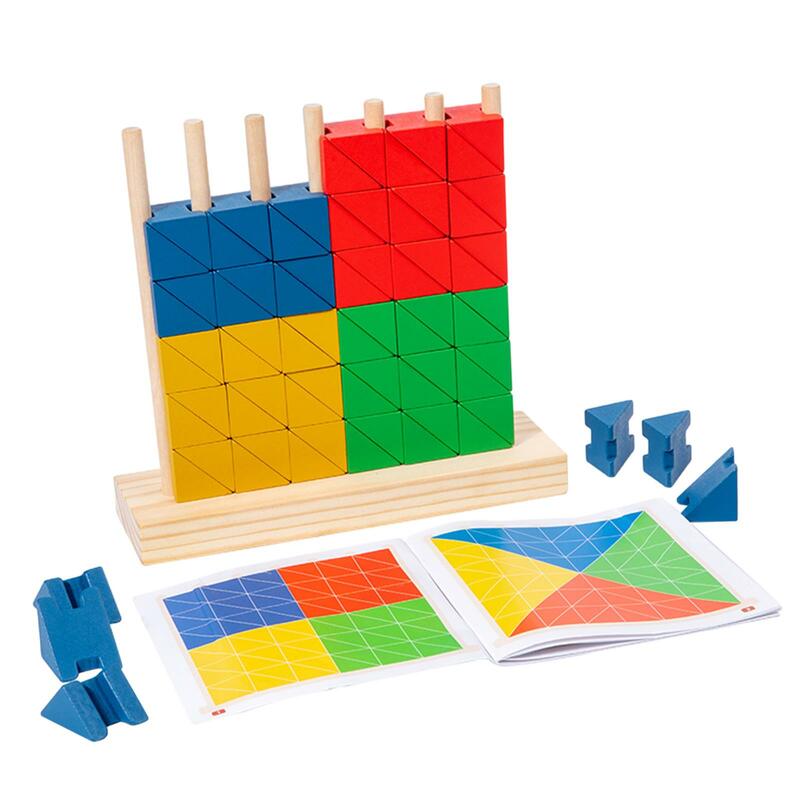 مكعبات بناء مثلث هندسي خشبي كلاسيكي للأطفال ، نشاط ما قبل المدرسة ، أعمار 3 سنوات ، ألعاب سفر ، هدية العيد #3