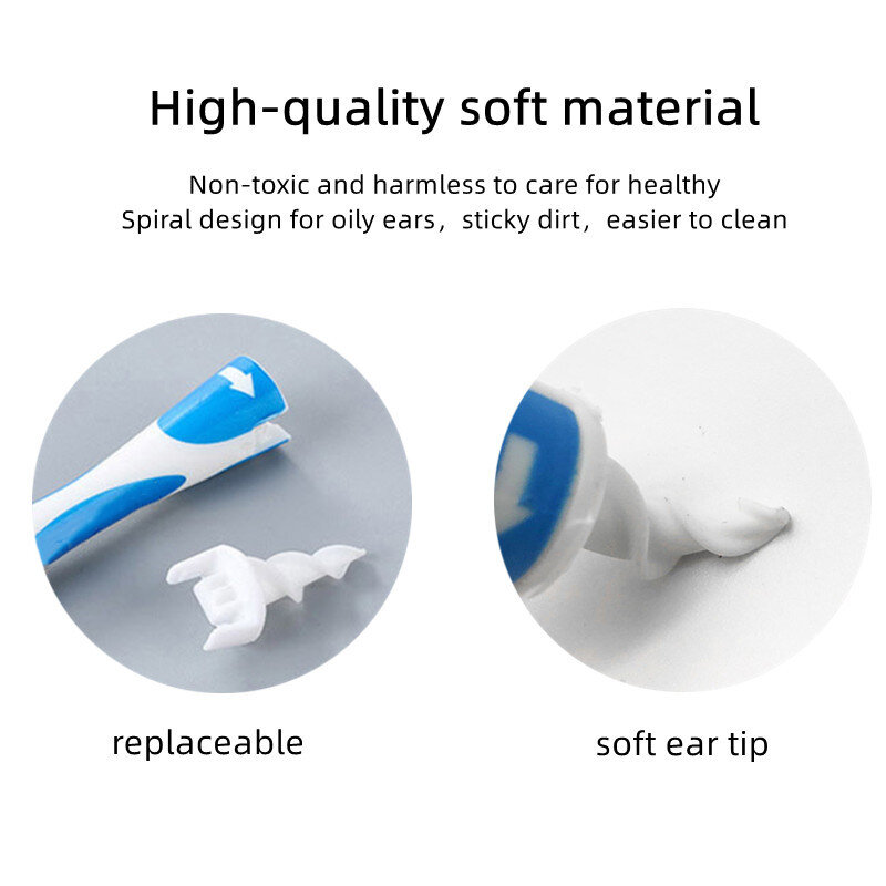 Ear Cleaner Silicone Ear Pick Tool Set 16 piece soft spiral  Care ear health tool Heads Removal Ear Cleaner Plugs Earwax remover