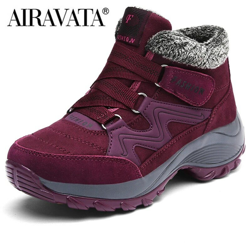 النساء الشتاء أحذية دافئة المضادة للانزلاق مقاوم للماء في الهواء الطلق أحذية رياضية سميكة أسفل أحذية الثلوج