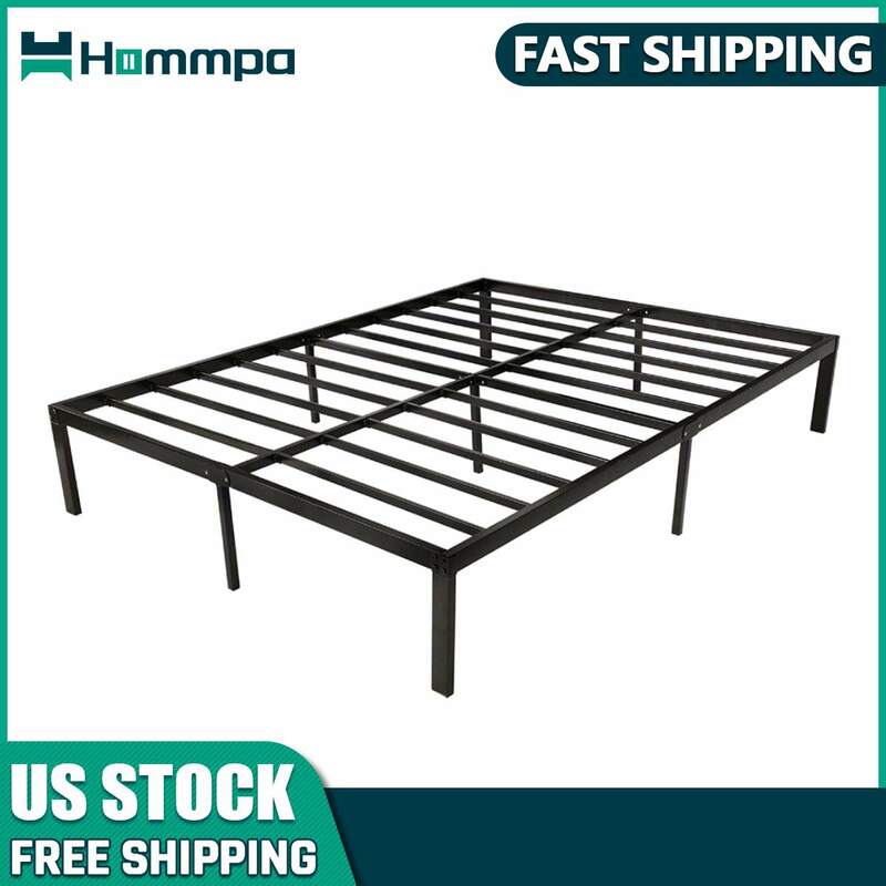 Hommpa هيكل سرير كامل 14 بوصة كامل الحجم سرير بلا أرجل هيكل سرير مع تخزين الفضاء إنقاذ المعادن سرير من الفولاذ هيكل سرير لا صندوق الربيع اللازمة