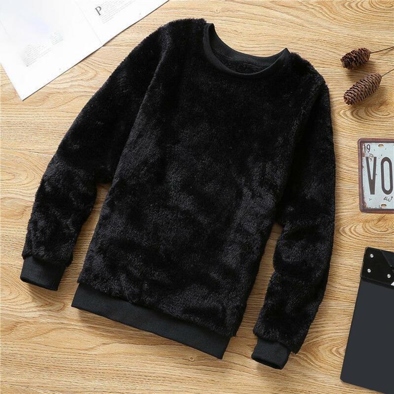 Loose Fit Comfortable Keep Warm Solid Color Male Plus Velvet Sweatshirt Male Pullover Sweatshirt for Outdoor #4