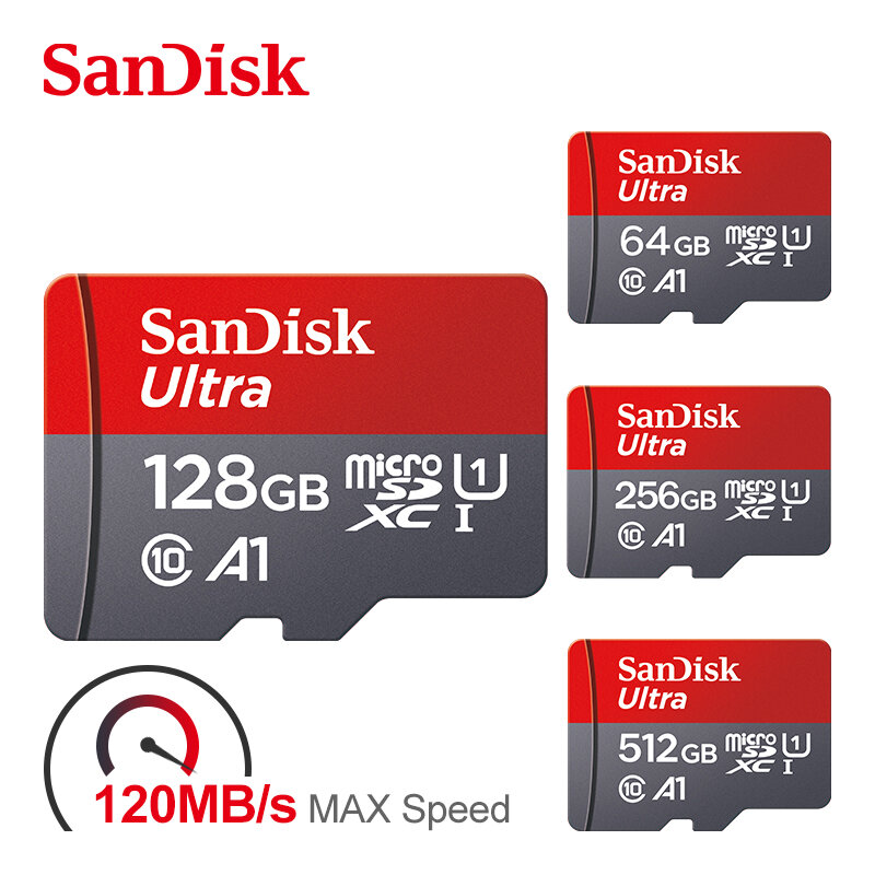 بطاقة ذاكرة Sandisk Micro SD 512 GB 100% MicroSD / TF Flash MiniCard 512 GB 150 برميل/الثانية بطاقات ذاكرة 512G A1 U1 للهاتف/الكمبيوتر/الكاميرا
