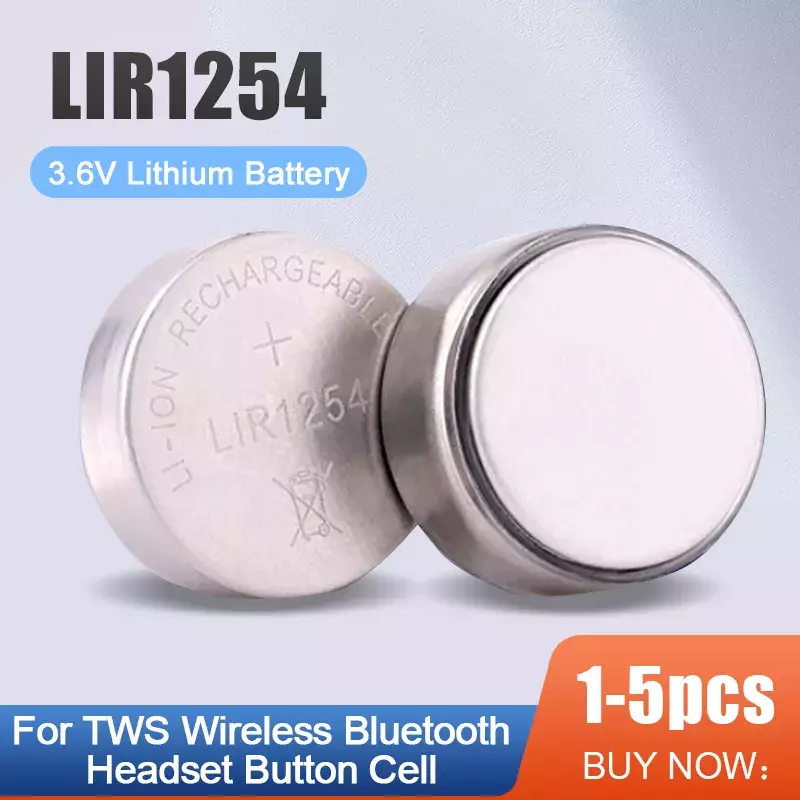 LIR1254 LIR 1254 3.6 فولت ليثيوم أيون بطاريّة ليثيوم قابلة لإعادة الشحن ل TWS سماعة لاسلكية تعمل بالبلوتوث سماعة زر عملة خلية ICR1254 CP1254