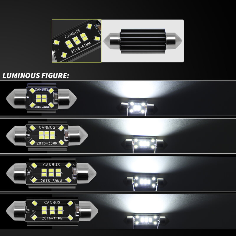 10 قطعة جديد اكليل 31 مللي متر 36 مللي متر 39 مللي متر 41 مللي متر LED لمبة C5W C10W C3W السوبر مشرق مصباح لسقف السيارة في Canbus السيارات الداخلية مصابيح الق...