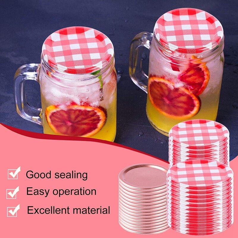 48Mason Jars Lids Regular Mouth, Canning Jar Lids For Mason Jars, Split-Type Lids Leak Proof And Secure Canning Jar