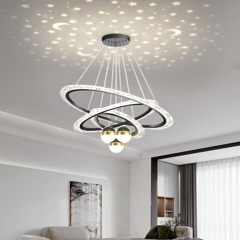 Simple Home Led Star Chandelier For Living Dining Room Kitchen Bedroom Modern Ring Chandelier Interior Lighting Decorative Lamps #5