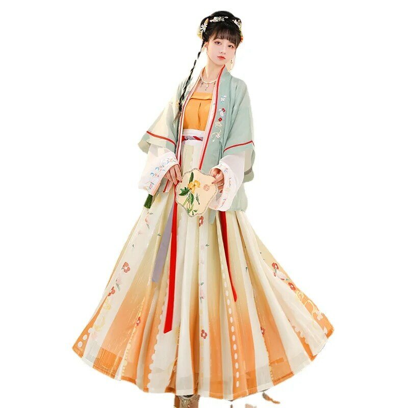 سونغ سلالة Hanfu فستان الإناث الصيف النمط الصيني تحسين القديمة زي الربيع والخريف الجنية اليومية رقيقة نمط مجموعة كاملة #1