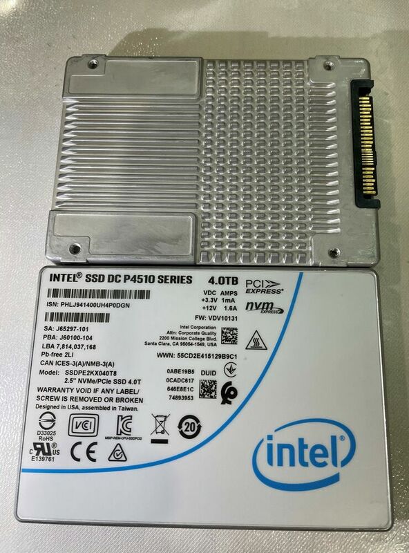 SSD 4 تيرا بايت P4510 سلسلة تيار مستمر NVME u-2 SSDPE2KX040T8 محرك الحالة الصلبة VDV10131 إنتل