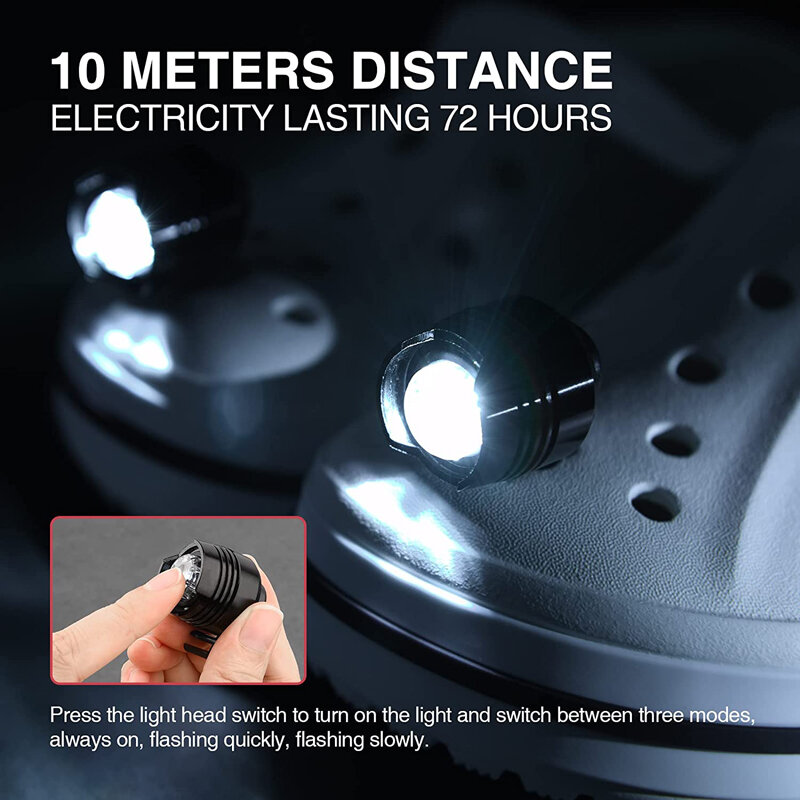 2 قطعة المصابيح الأمامية ل Croc خفيفة الوزن أحذية مضادة للماء أضواء السحر توهج لمدة 72 ساعة في الظلام ، للمشي الكلب ، التخييم مفيد