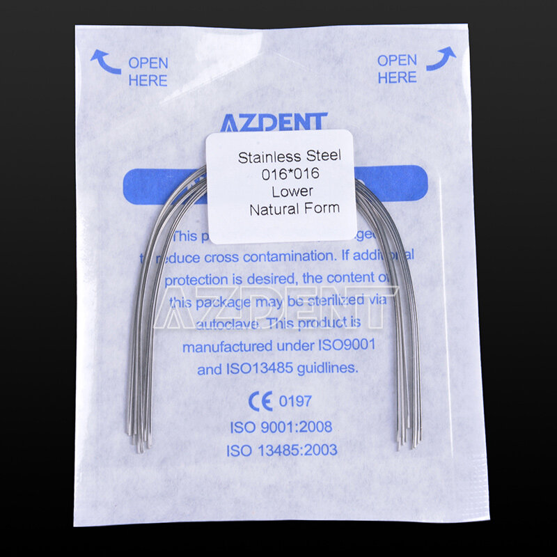 10 قطعة/الحزمة AZDENT أدوات أسنان من الفولاذ المقاوم للصدأ قوس الأسلاك مستطيلة الشكل الطبيعي تقويم الأسنان Archwire السفلي/العلوي