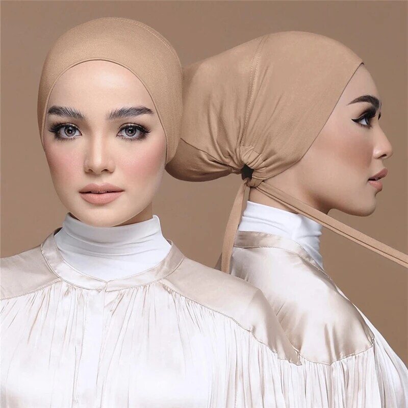 غطاء رأس إسلامي عالي الجودة مناسب للحجاب قابل للتعديل للنساء لون سادة غطاء رأس إسلامي عمامة