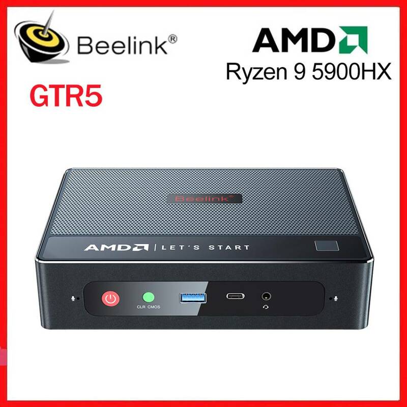 حاسوب صغير من AMD Ryzen 9 5900HX Windows 11 DDR4 32G SSD 500G Beelink GTR5 R9 حاسوب واي فاي 6E ثنائي 2.4Gbps RJ45 HD DP Type-C #1