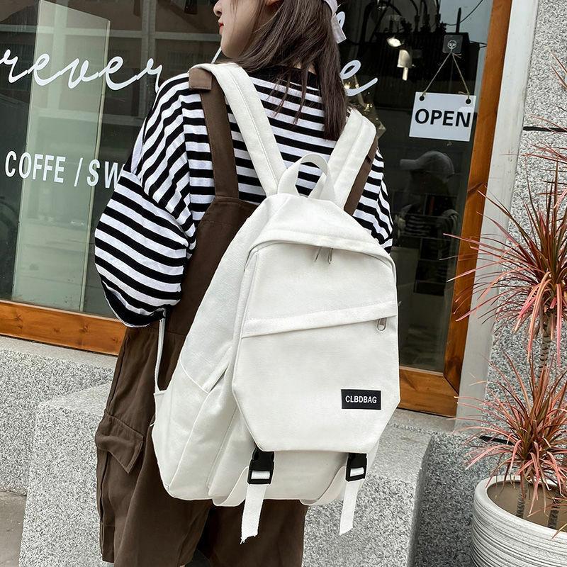 قماش المرأة حقيبة الصيف حقيبة مدرسية النسخة الكورية من Harajuku Ulzzang ظهره Ins الرياح حقيبة ظهر بسعة كبيرة