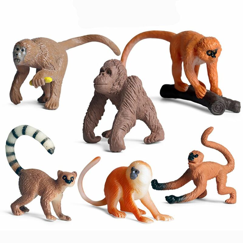 مجسم مجسم مجسم محاكاة لحيوانات برية من ماندريل شمبانزي غوريلا جيبون القرد مجموعة ألعاب تعليمية تمثال