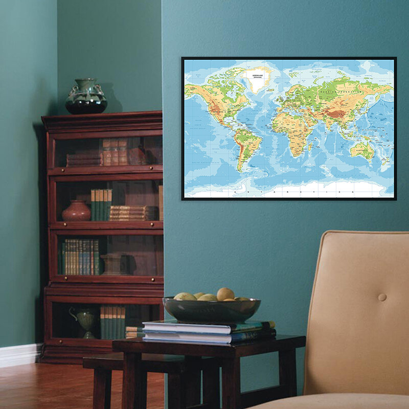 84x59cm Map Theme Background Cloth Prints for School Office Home Supplies and Classic Edition World Map of The World Posters #1