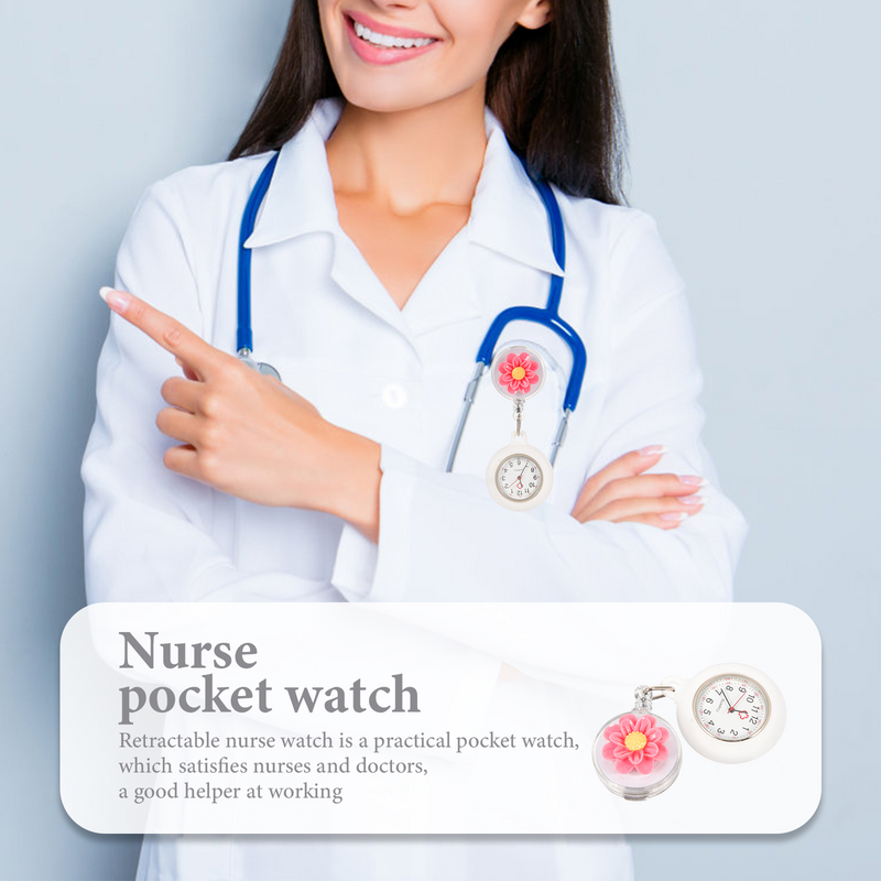 2 قطعة ممرضة ساعة محمولة ساعة جيب قابل للسحب كليب على ساعة للأطباء الممرضات