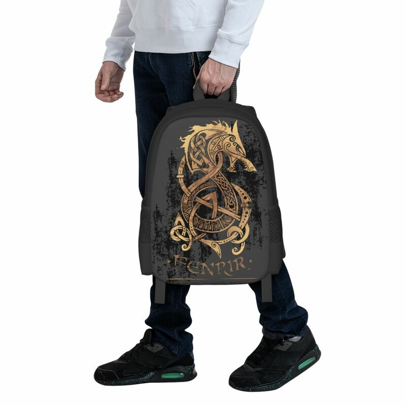 Gold Fenrir Wolf Backpack for Girls Boys Travel RucksackBackpacks for Teenage school bag #2