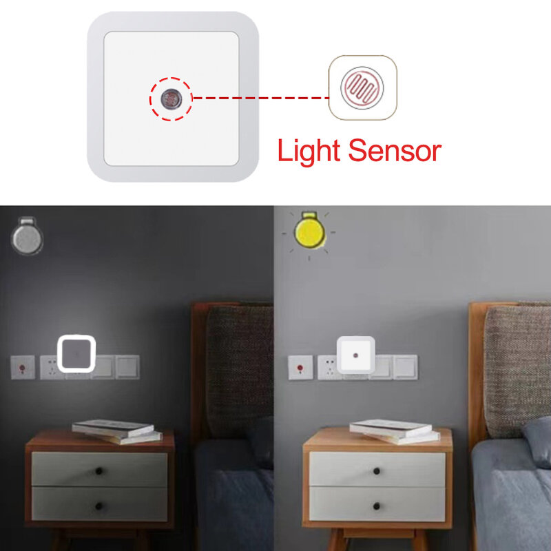 10pcs  Light Saving LED Sensor Night Lamp Smart Dusk to Dawn Sensor Lamps Nightlight for Bedrooms Toilets Stairs Corridors