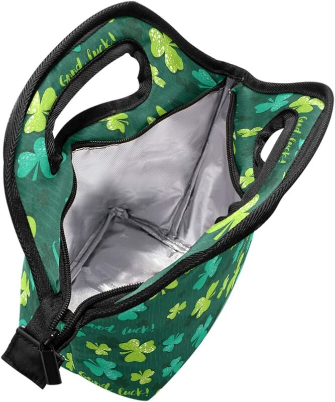 باتريك الأخضر شامروك البرسيم مبرد معزول الحرارية كيس قابلة لإعادة الاستخدام حمل علب الاغذية حقيبة يد محمولة للرجال النساء #4
