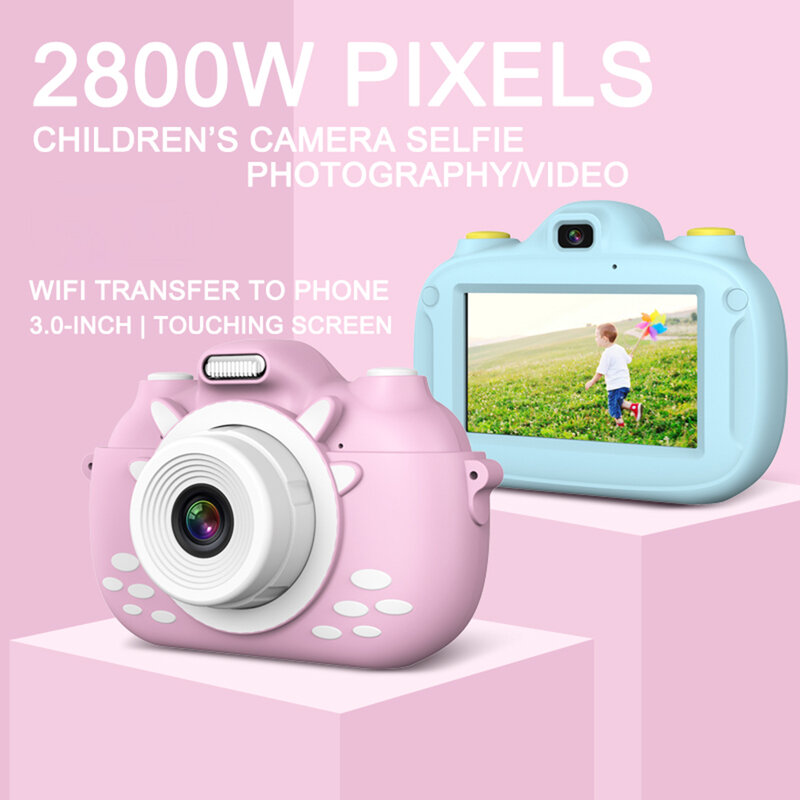 واي فاي الاطفال كاميرا 3 بوصة IPS شاشة تعمل باللمس الأطفال كاميرا USB شحن الاطفال الرقمية فيديو عدسة كاميرا مزدوجة 2800 واط ألعاب تعليمية