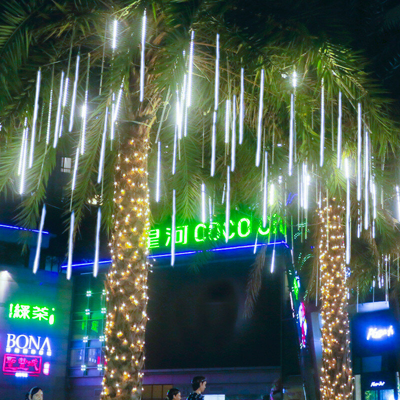 شمسي LED نيزك دش سلسلة أضواء في الهواء الطلق قطرة المطر الجنية مقاوم للماء لحفلات عيد الميلاد حديقة عطلة زينة 2023