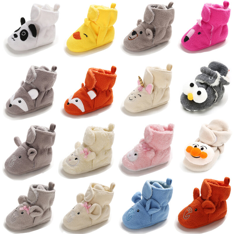 أحذية أطفال جديدة جوارب للفتيان والبنات أحذية شتوية دافئة للوجه على شكل حيوانات مضادة للانزلاق للأطفال الرضع أحذية مريحة لحديثي الولادة