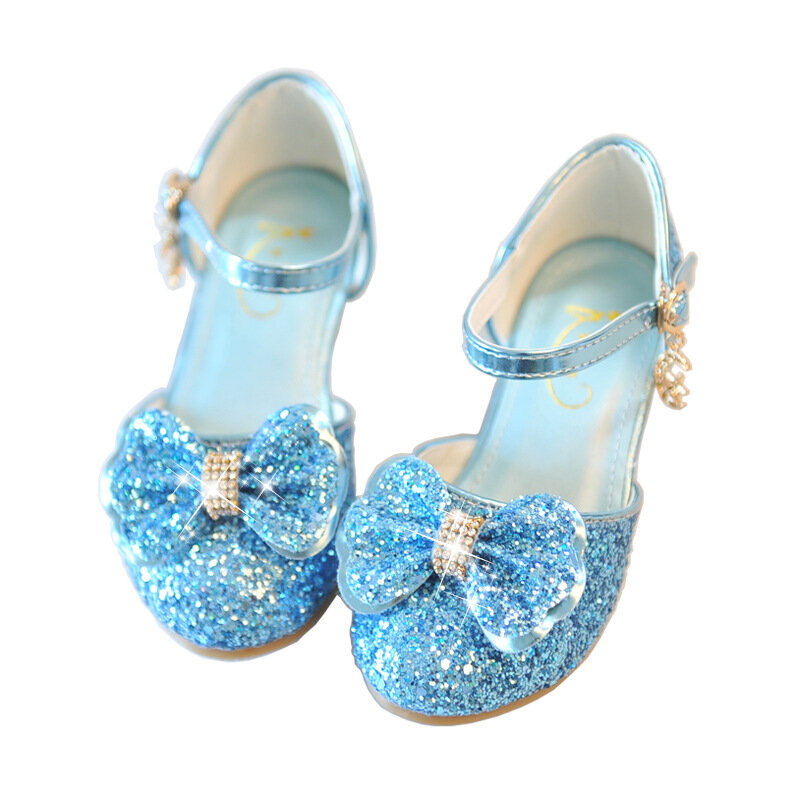 الفتيات الأميرة أحذية الأطفال لامعة عالية الكعب الأبيض تظهر الأحذية الجلدية جديد الصيف الفتيات بووتي Paillette الأداء الصنادل