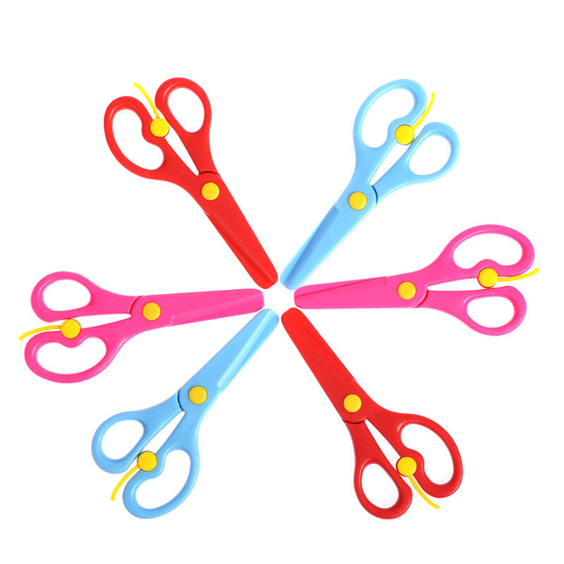 1pcs Kindergarten Baby Handmade Cute Color Safety Plastic Scissors Learning Education Toys for Children Montessori Aids
