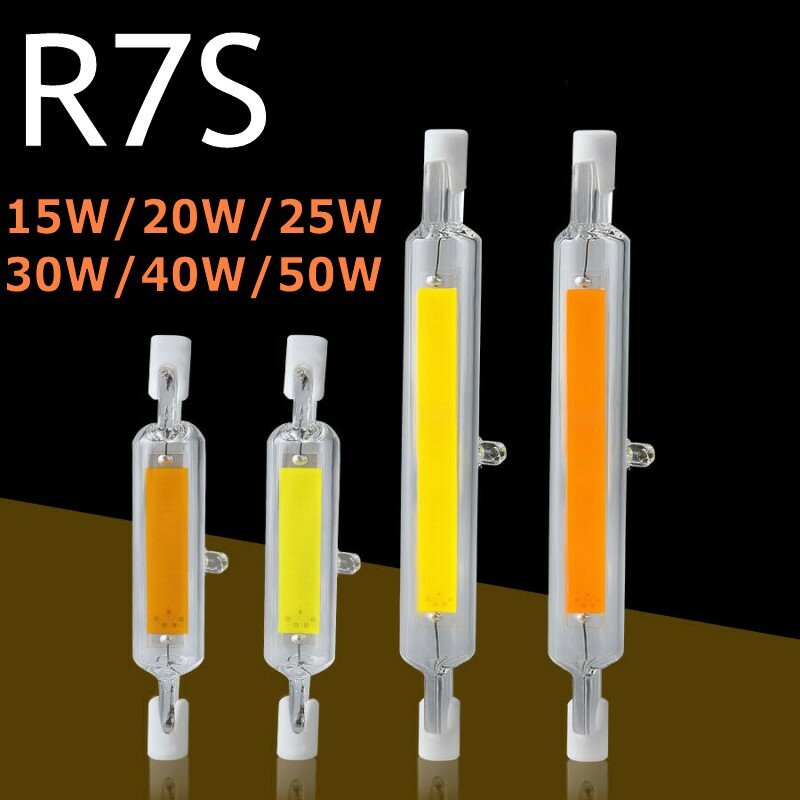 R7S LED COB أنبوب زجاجي 78 مللي متر 118 مللي متر عالية قوية الضوء J78 J118 COB المصباح الكهربي AC110V 220V المنزل استبدال مصباح هالوجين