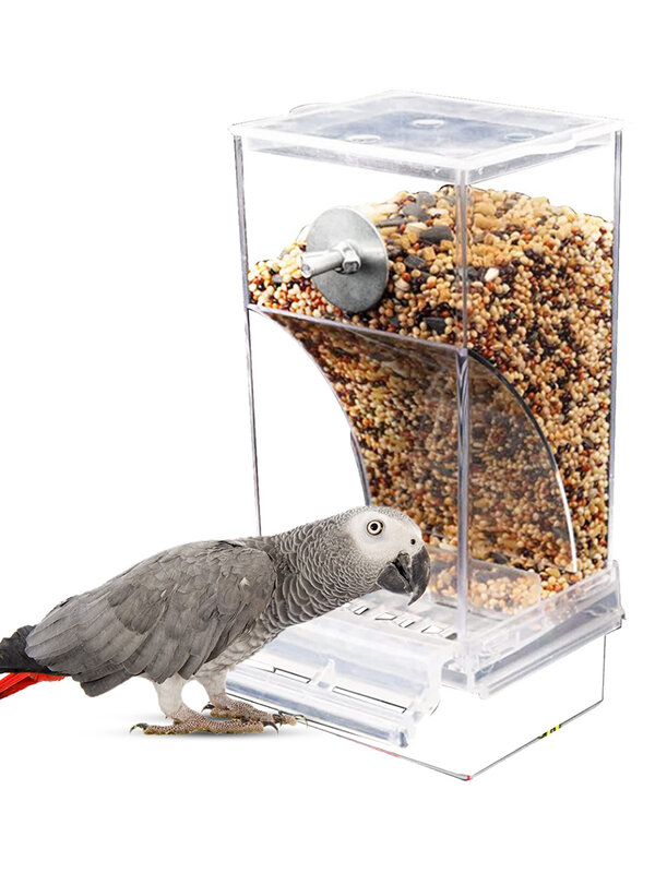 لا فوضى الطيور مغذيات التلقائي الببغاء المغذية شارب الاكريليك البذور الغذاء الحاويات قفص اكسسوارات للبغاء الصغيرة والمتوسطة #1
