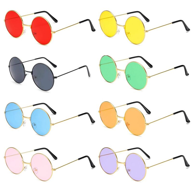 Retro Disco Hippie Party Eyewear Round Sunglasses Circle Glasses Metal Sunglasses Arabshoppy 